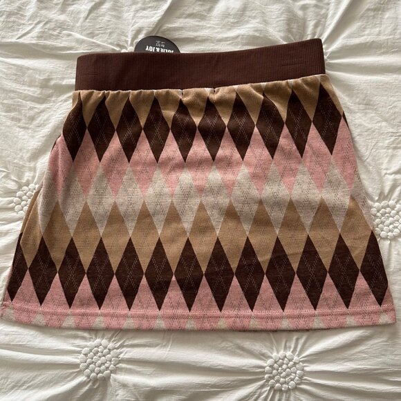 Jolie & Joy Women's Argyle Mini Skirt Academia Preppy Old Money Size Medium NWT - Picture 3 of 12